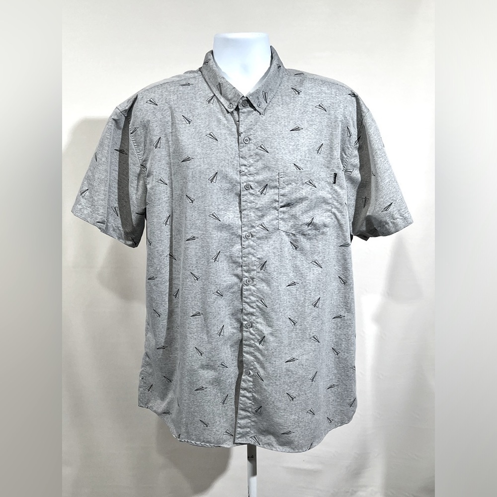 MOLOKAI‎ Gray paper airplane print short sleeve shirt size XXL.